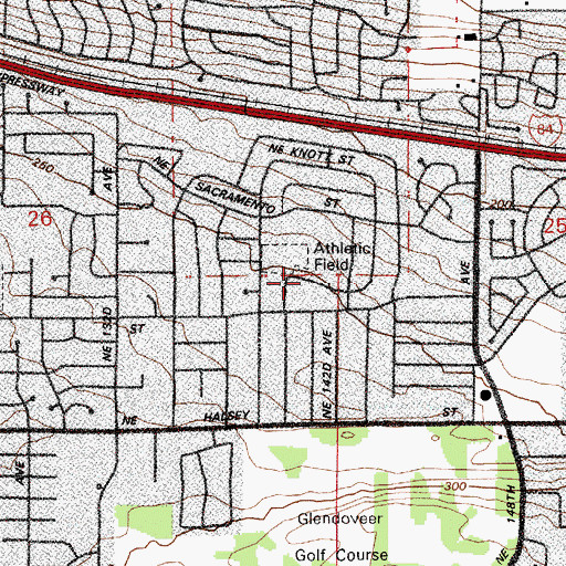 Topographic Map of Thompson City Park, OR