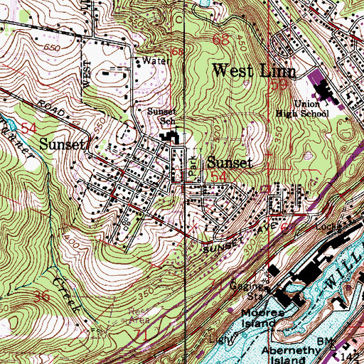 Topographic Map of Sunset Fire Hall (historical), OR