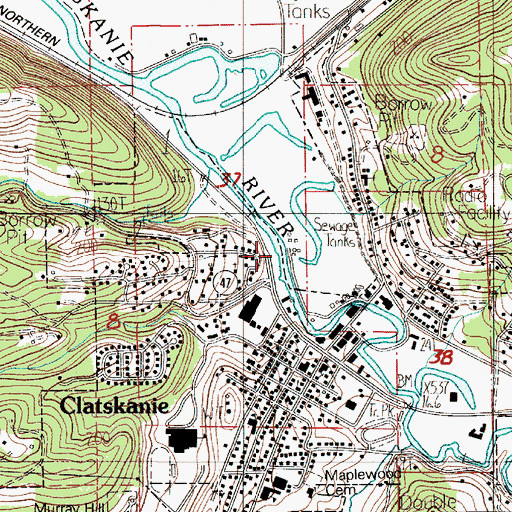 Topographic Map of Beaver Boat Ramp, OR