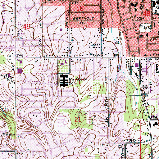 Topographic Map of Channing Heights Mini-Park, OR