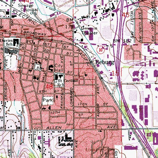 Topographic Map of Fifth Street Park, OR