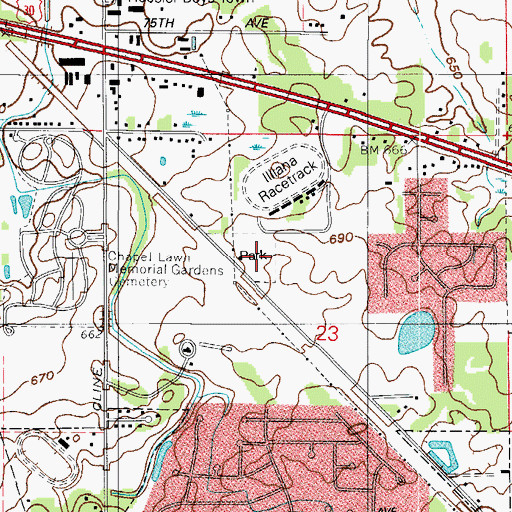 Topographic Map of Rohrman Park, IN