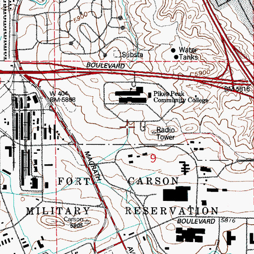 Topographic Map of KEPC-FM (Colorado Springs), CO