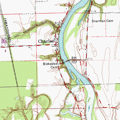 Topographic Map of Charloe Post Office (historical), OH