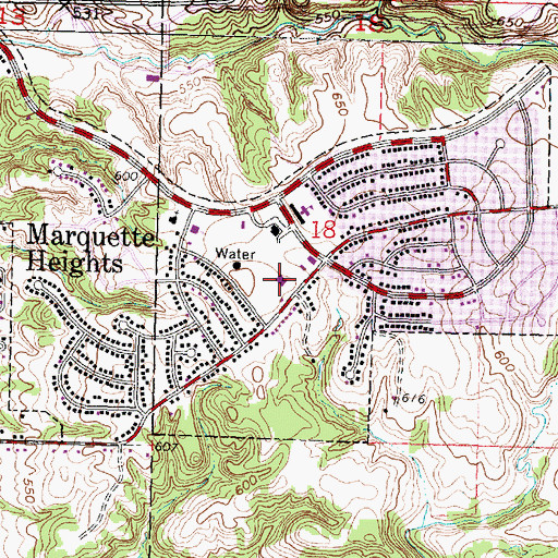 Topographic Map of Marquette Heights Municipal Building, IL