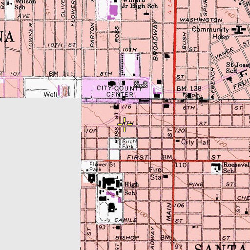 Topographic Map of Ronald W Reagan Federal Courthouse, CA