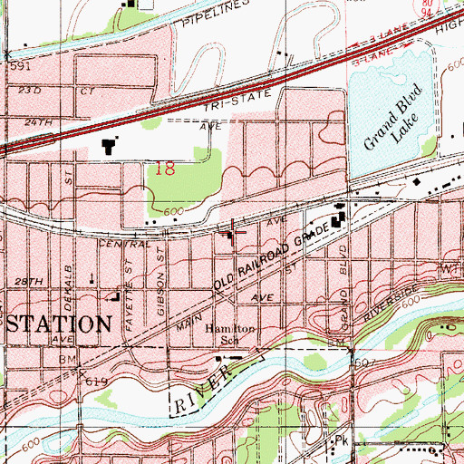 Topographic Map of East Gary Southern Baptist Church, IN