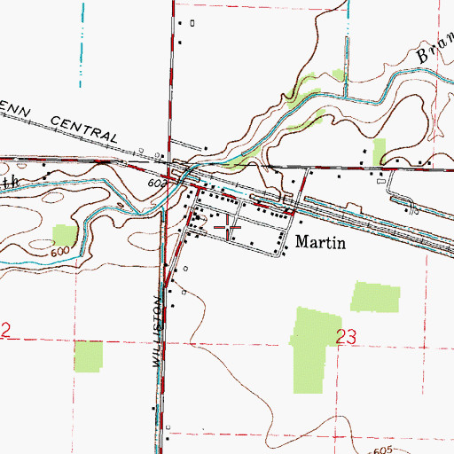Topographic Map of Martin Post Office, OH