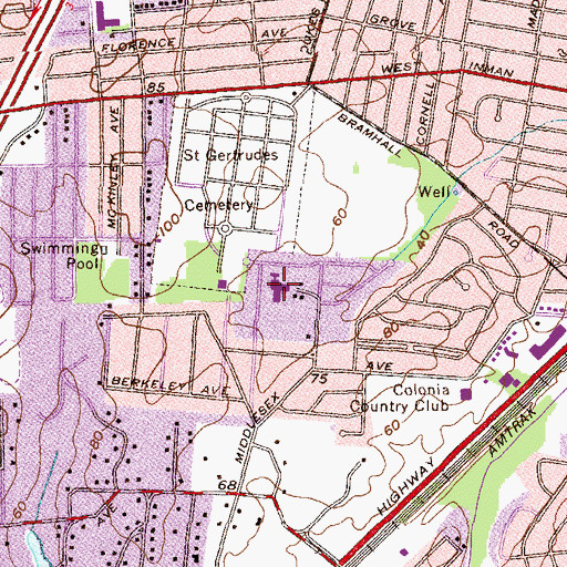 Topographic Map of Claremont Avenue Elementary School, NJ