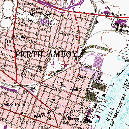 Topographic Map of Edward J Patten Elementary School, NJ