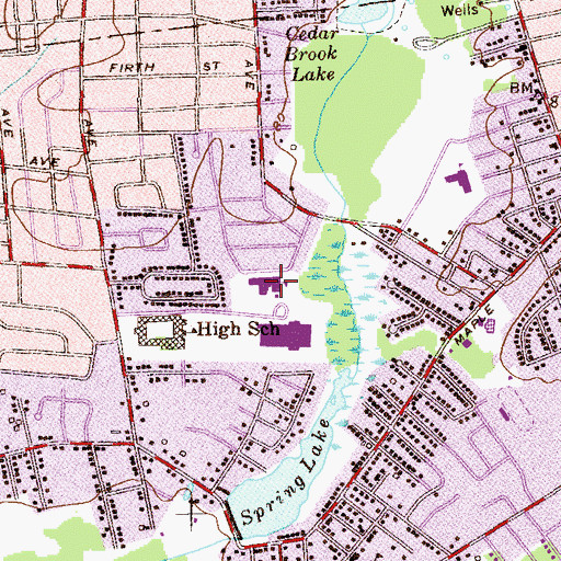 Topographic Map of Grant Elementary School, NJ