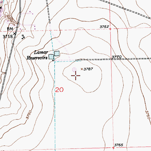 Topographic Map of KSEC-FM (Lamar), CO