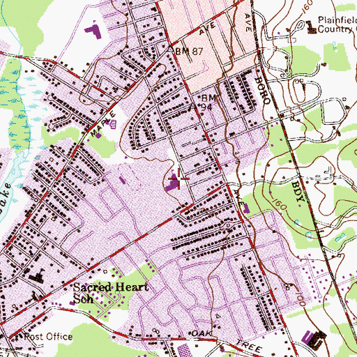 Topographic Map of John F Kennedy Elementary School, NJ