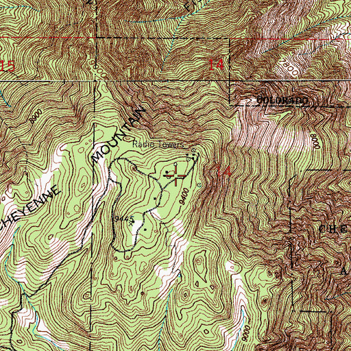 Topographic Map of KCME-FM (Manitou Springs), CO