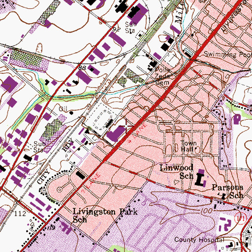 Topographic Map of New Brunswick High School, NJ