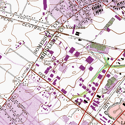 Topographic Map of New Brunswick Industrial Park, NJ