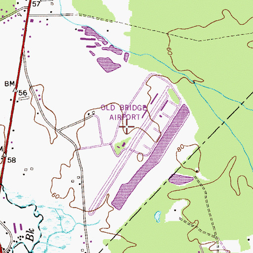 Topographic Map of Old Bridge Airport Raceway Park, NJ