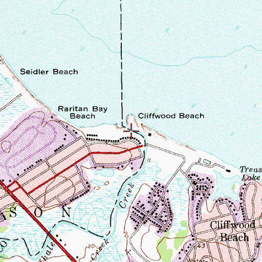 Topographic Map of Cliffwood Beach Park, NJ