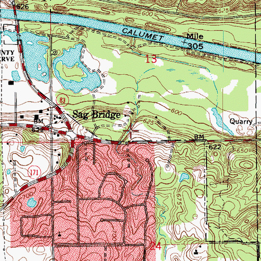 Topographic Map of Sagawau Canyon Nature Preserve, IL