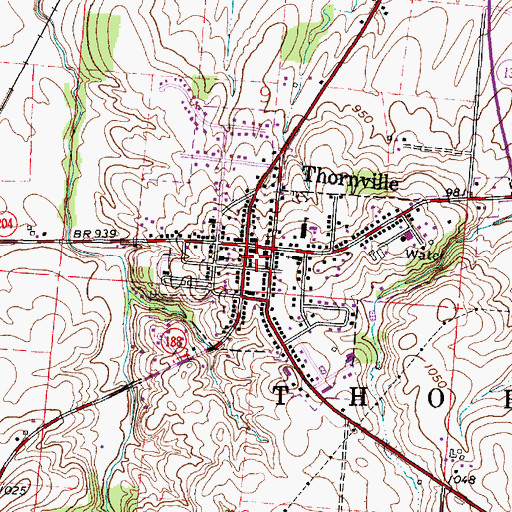 Topographic Map of Thornville Post Office, OH