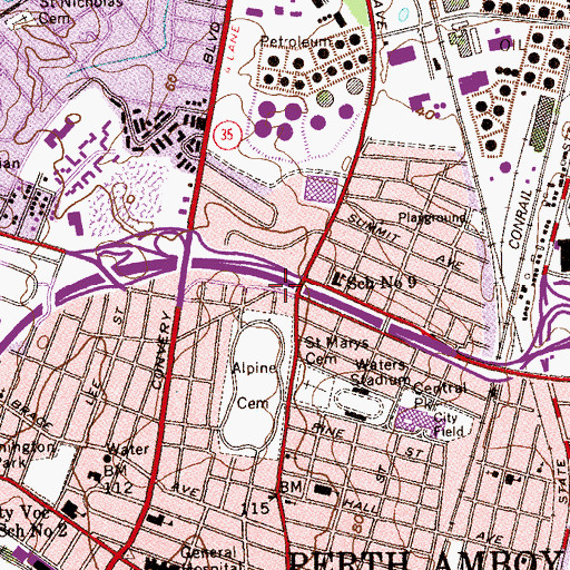 Topographic Map of Temple Baptist Church, NJ