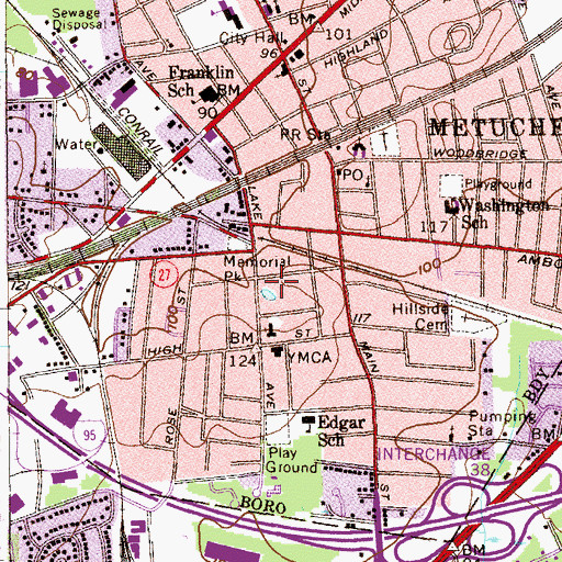 Topographic Map of Thomas Park, NJ