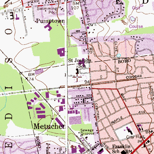 Topographic Map of Woodburn Hall, NJ