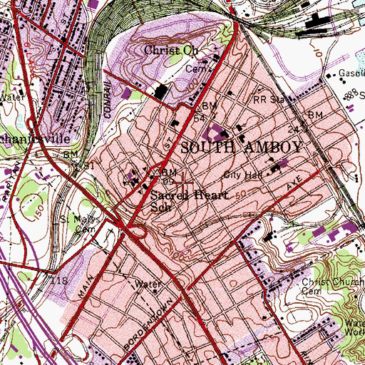 Topographic Map of South Amboy Engine Company Number 1, NJ