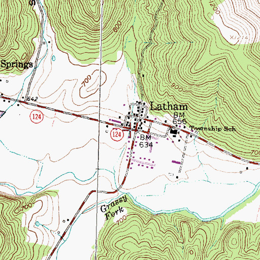 Topographic Map of Latham Post Office, OH