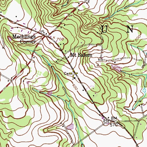 Topographic Map of Mount Salem Cemetery, NJ