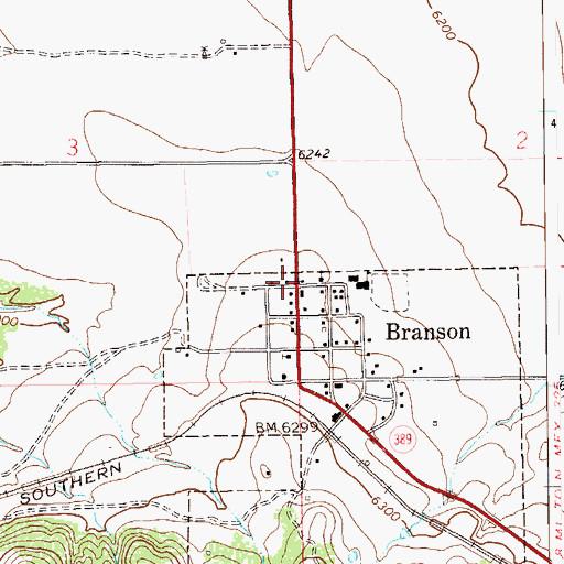 Topographic Map of Branson Heliport, CO