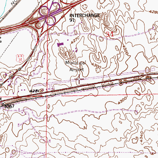 Topographic Map of Brush Municipal Airport, CO