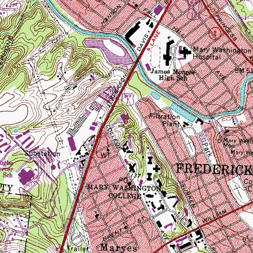 Topographic Map of Alvey Hall, VA