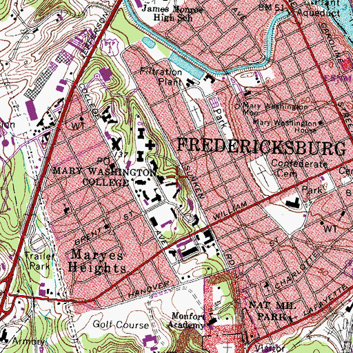 Topographic Map of Marye Hall, VA