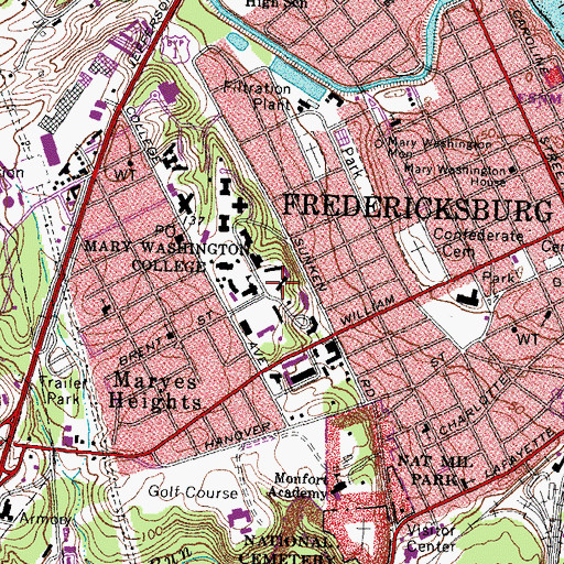 Topographic Map of Randolph Hall, VA