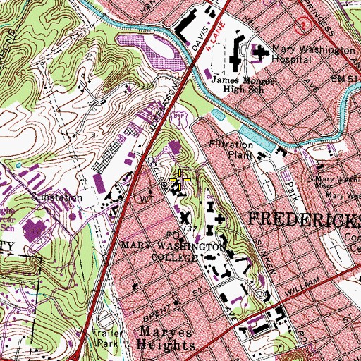 Topographic Map of Simpson Library, VA