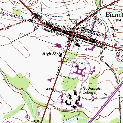 Topographic Map of Emmitsburg Branch Library, MD