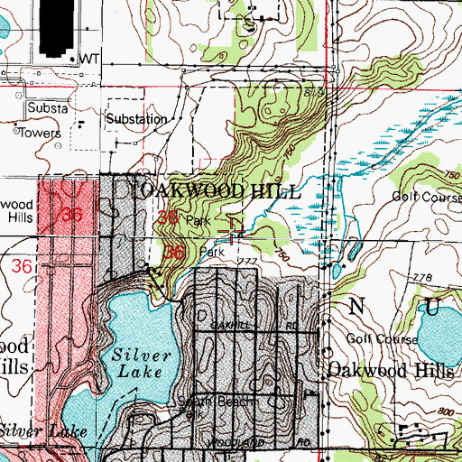 Topographic Map of Oakwood Hills Fen Nature Preserve, IL