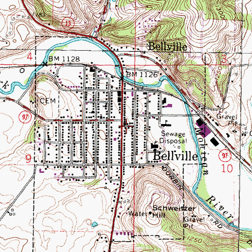 Topographic Map of Bellville Post Office, OH