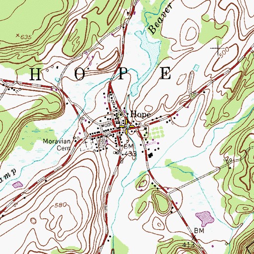 Topographic Map of Hope Museum, NJ