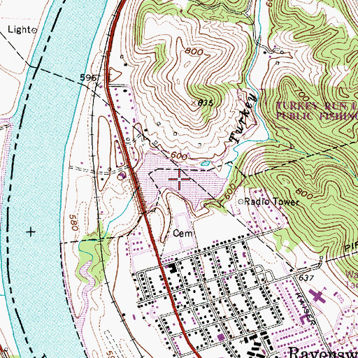 Topographic Map of Turkey Run Lake, WV
