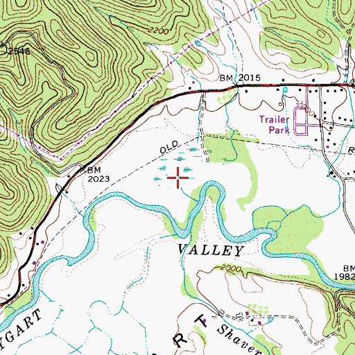 Topographic Map of Valley Bend Wetland Wildlife Management Area, WV