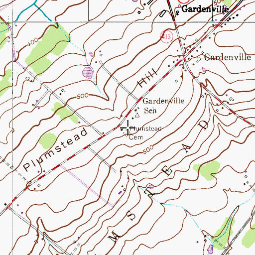 Topographic Map of Plumstead Friends Meeting, PA