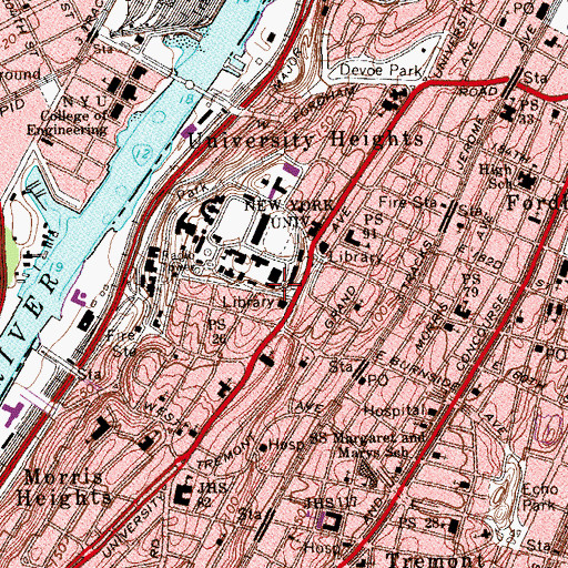 Topographic Map of Loew Annex, NY