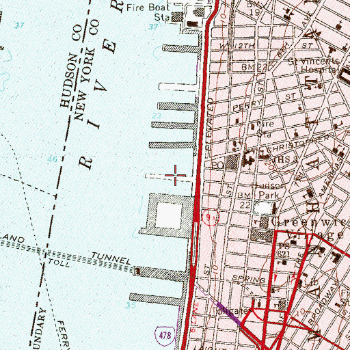 Topographic Map of Pier 42, NY