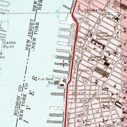 Topographic Map of Pier 56, NY