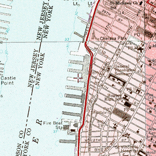 Topographic Map of Pier 59, NY