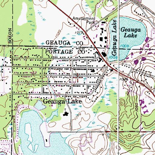 Topographic Map of Geauga Lake Post Office (historical), OH