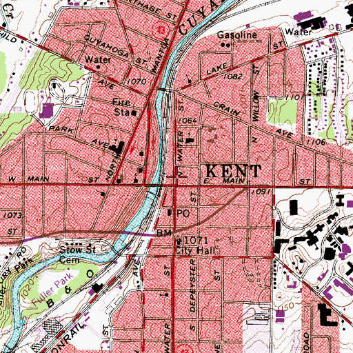 Topographic Map of Kent Post Office, OH