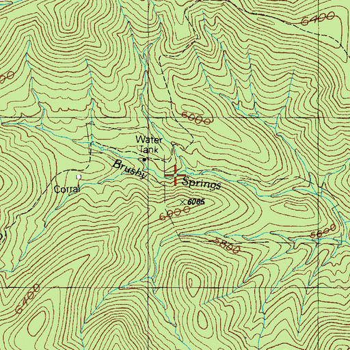 Topographic Map of Brushy Springs, AZ